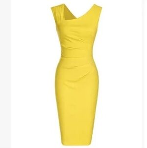 Haute Edition Yellow Ruched Bodycon Dress 1X